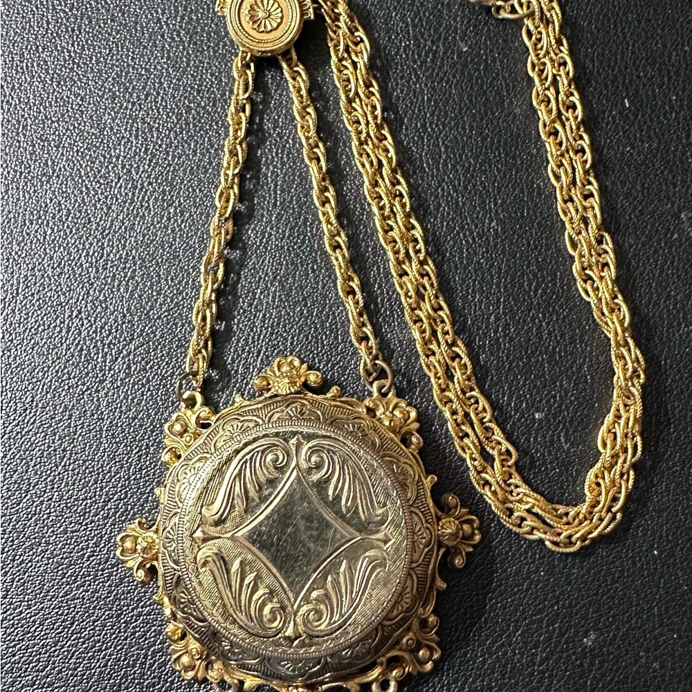 3- FLORENZA Vtge. FILIGREE XL slide LOCKET VICTORIAN REVIVAL SIGNED 24” chain - Picture 3 of 14